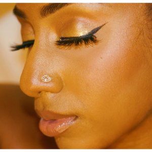 14kt Lotus Flower Nose Stud Symbol Of Purity, Enlightenment And Rebirth